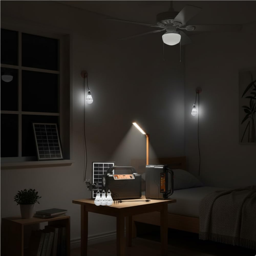 SAWON (𝐍𝐞𝐰 𝐘𝐞𝐚𝐫 Special 𝟓 𝐘𝐞𝐚𝐫𝐬 Warranty) Solar Mini Inverter Set | USB Cable, Torch, 3 LED Bulbs | Phone Charging, Portable Solar Lighting, Camping, and Home | Ideal 𝐆𝐢𝐟𝐭
