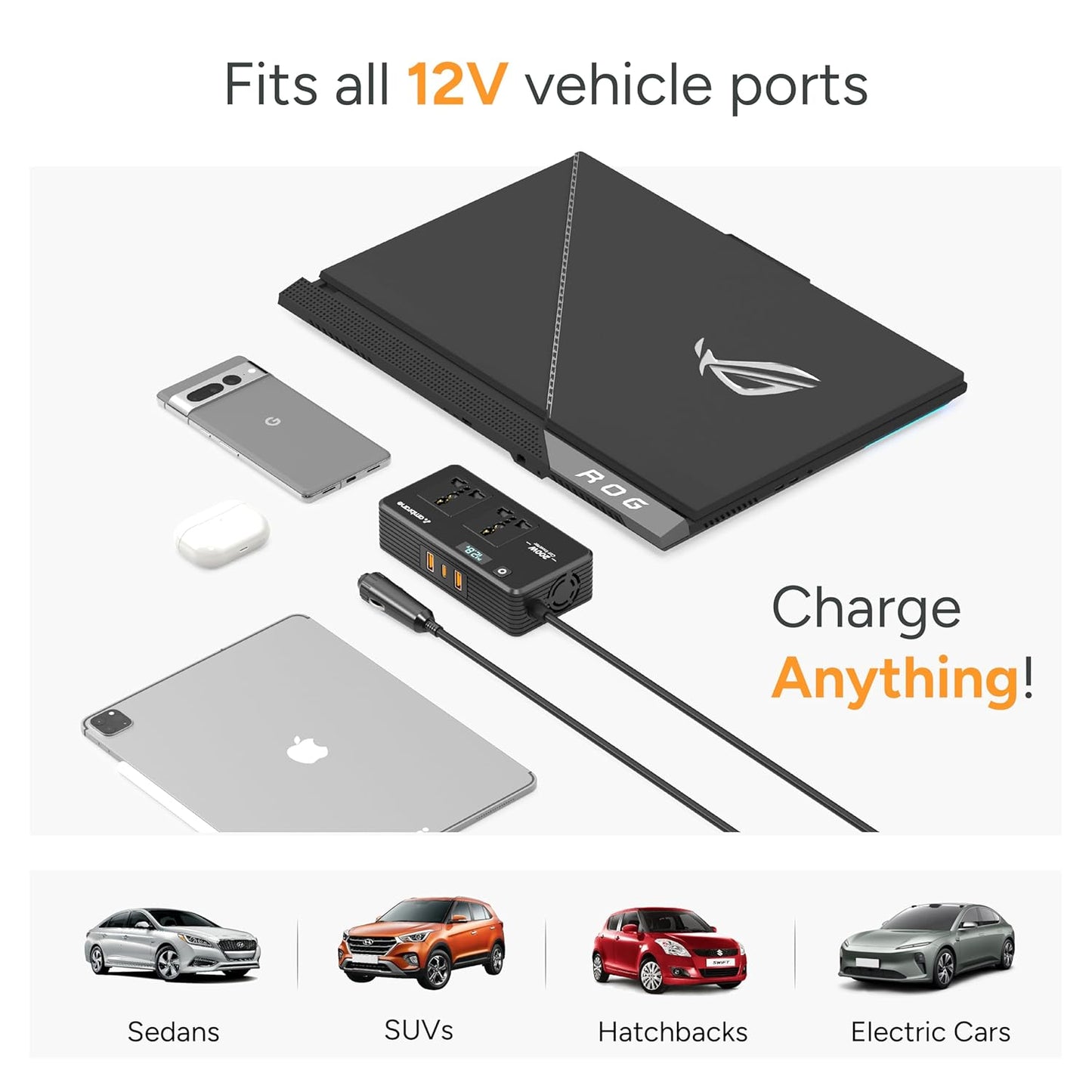 Ambrane 200W Car Power Inverter/Laptop Charger