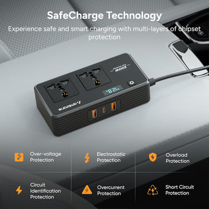 Ambrane 200W Car Power Inverter/Laptop Charger